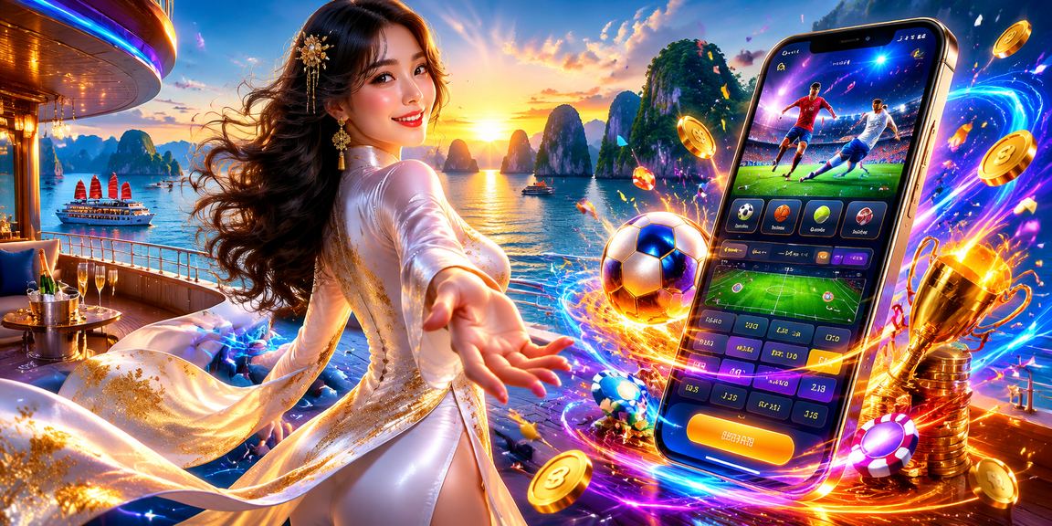 Người chơi theo dõi cược thể thao trên điện thoại tại vịnh Hạ Long